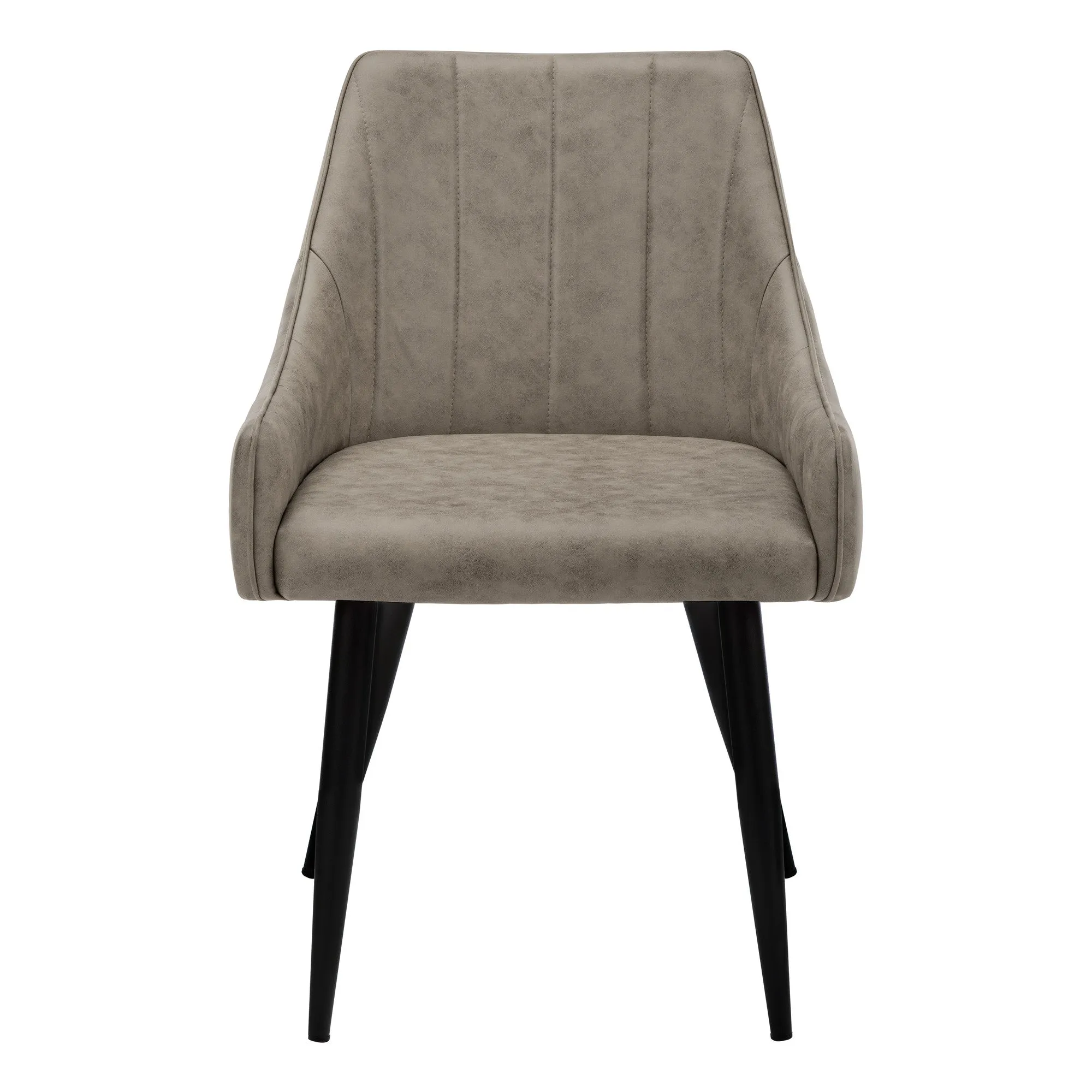 Set of Two Tufted Taupe And Black Upholstered Fabric Dining Arm Chairs By Homeroots