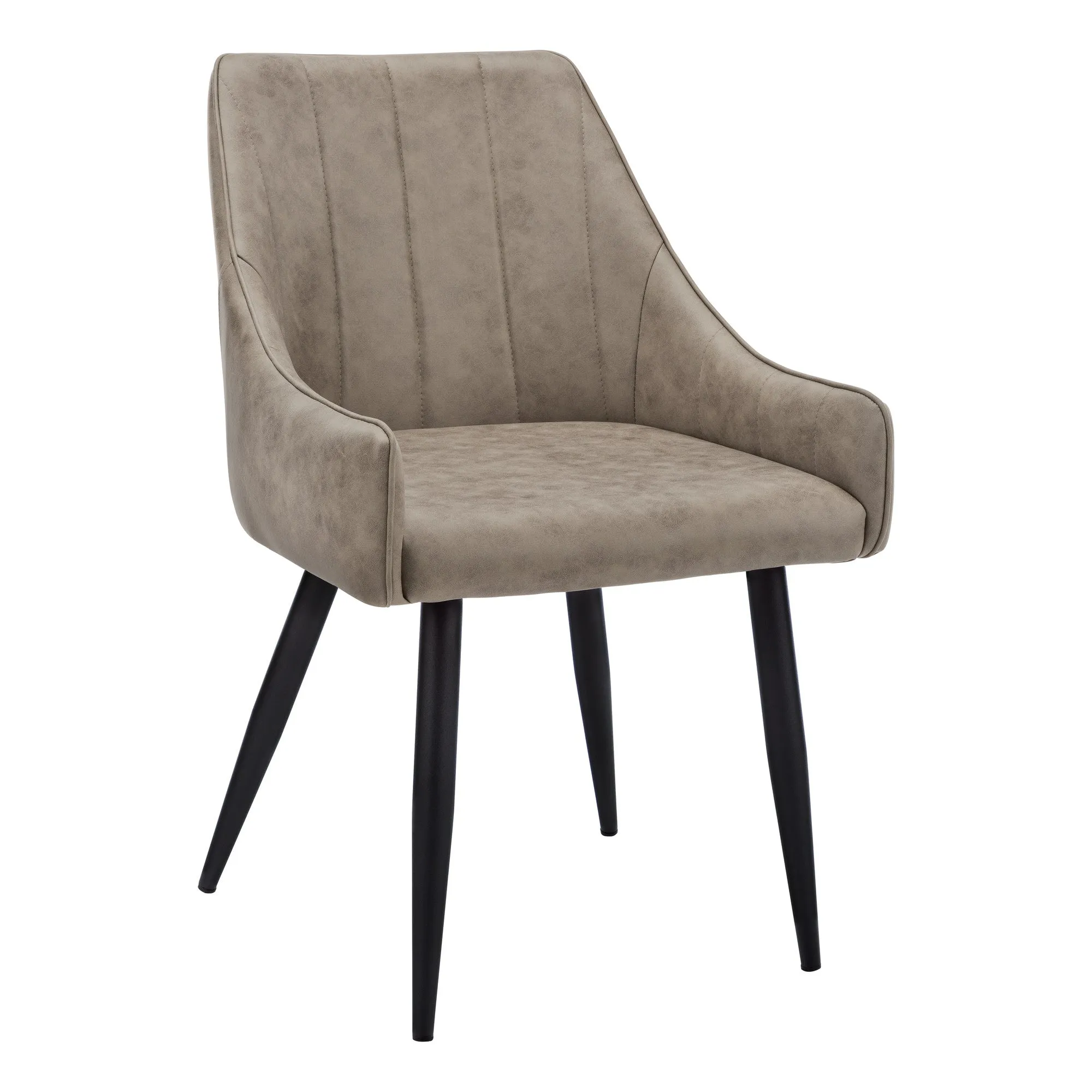 Set of Two Tufted Taupe And Black Upholstered Fabric Dining Arm Chairs By Homeroots