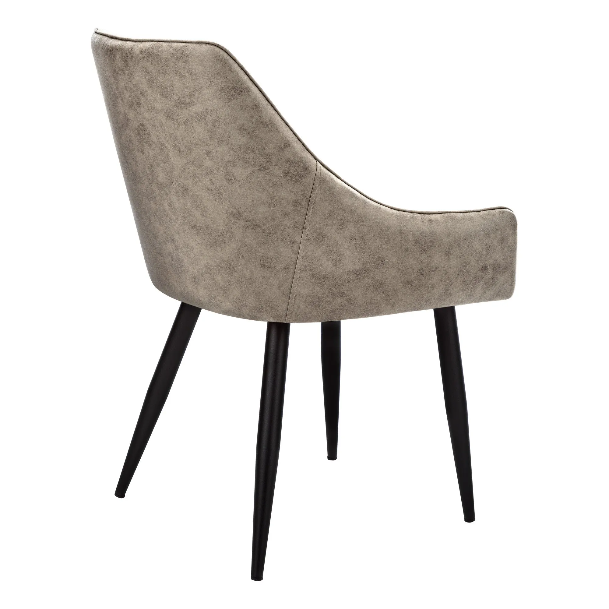 Set of Two Tufted Taupe And Black Upholstered Fabric Dining Arm Chairs By Homeroots