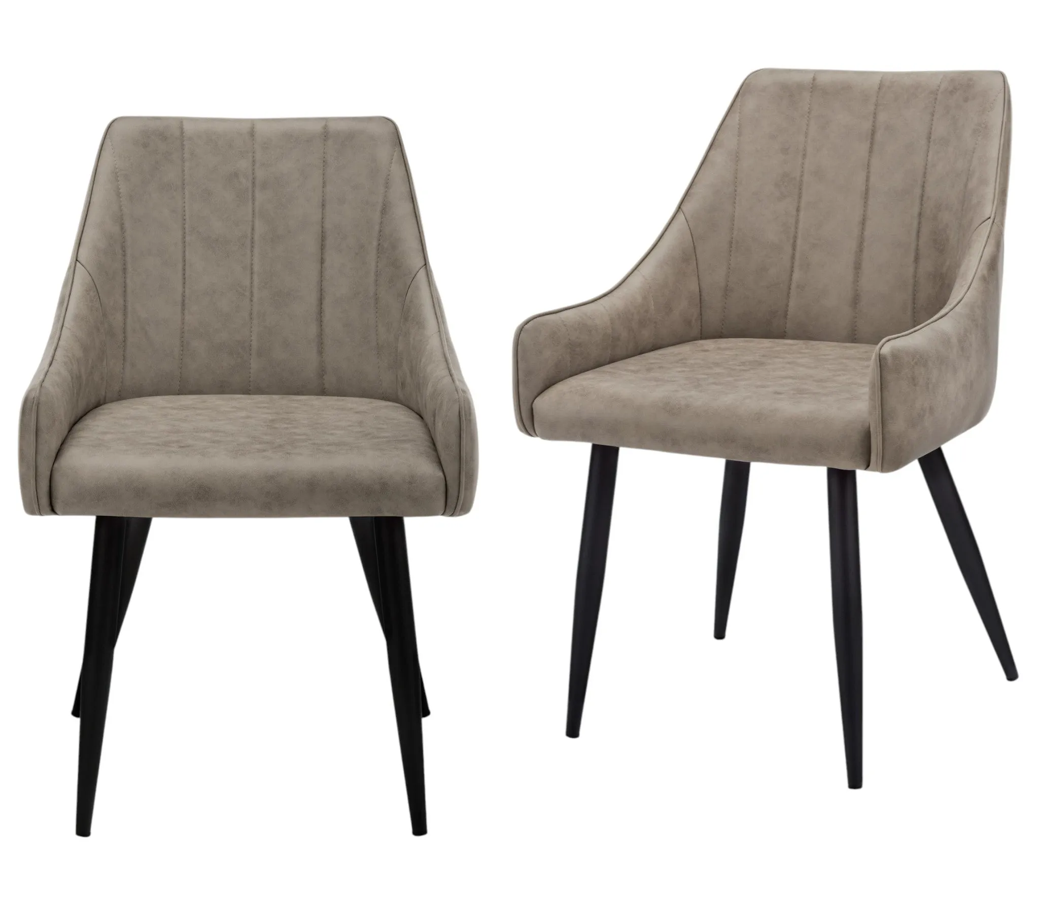 Set of Two Tufted Taupe And Black Upholstered Fabric Dining Arm Chairs By Homeroots