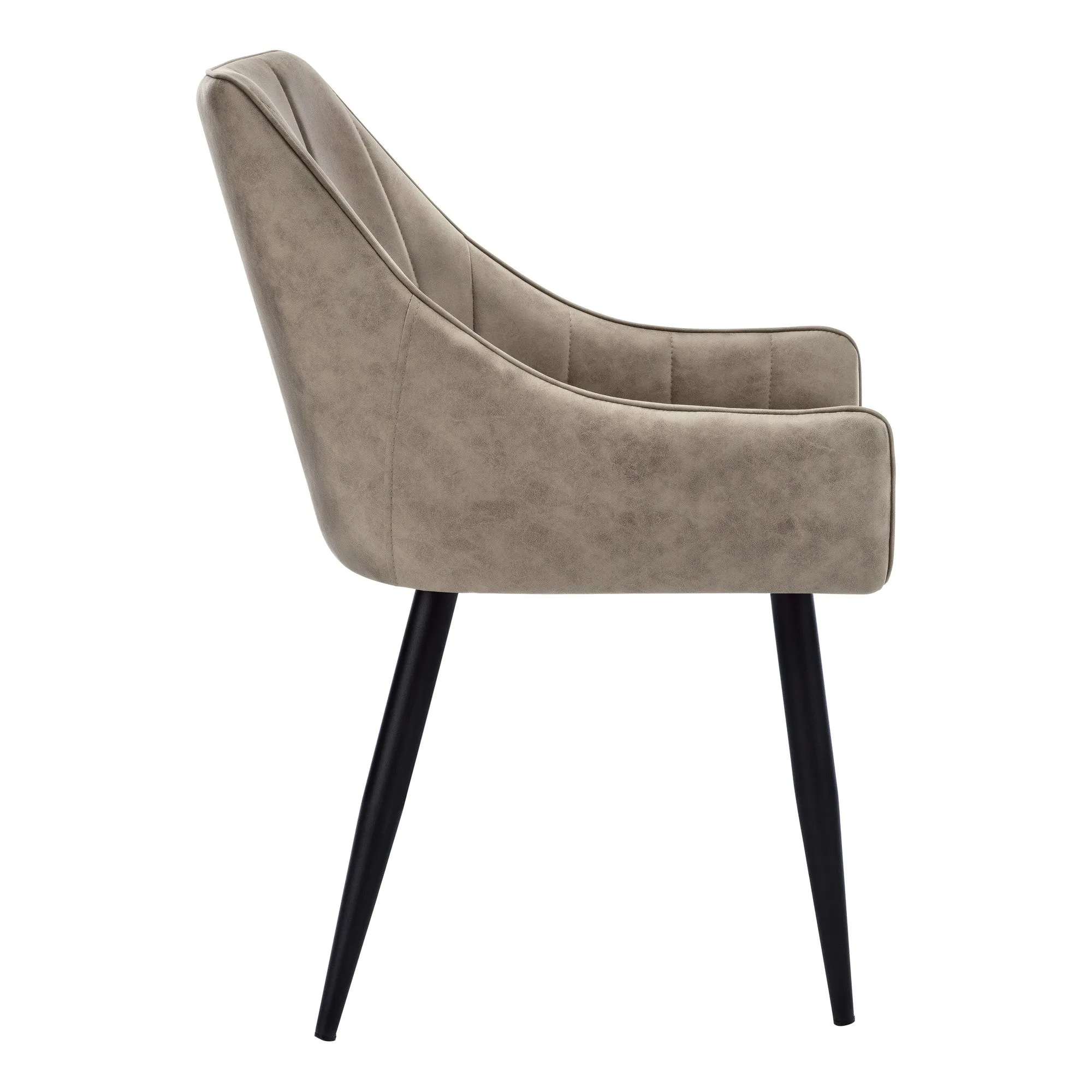 Set of Two Tufted Taupe And Black Upholstered Fabric Dining Arm Chairs By Homeroots