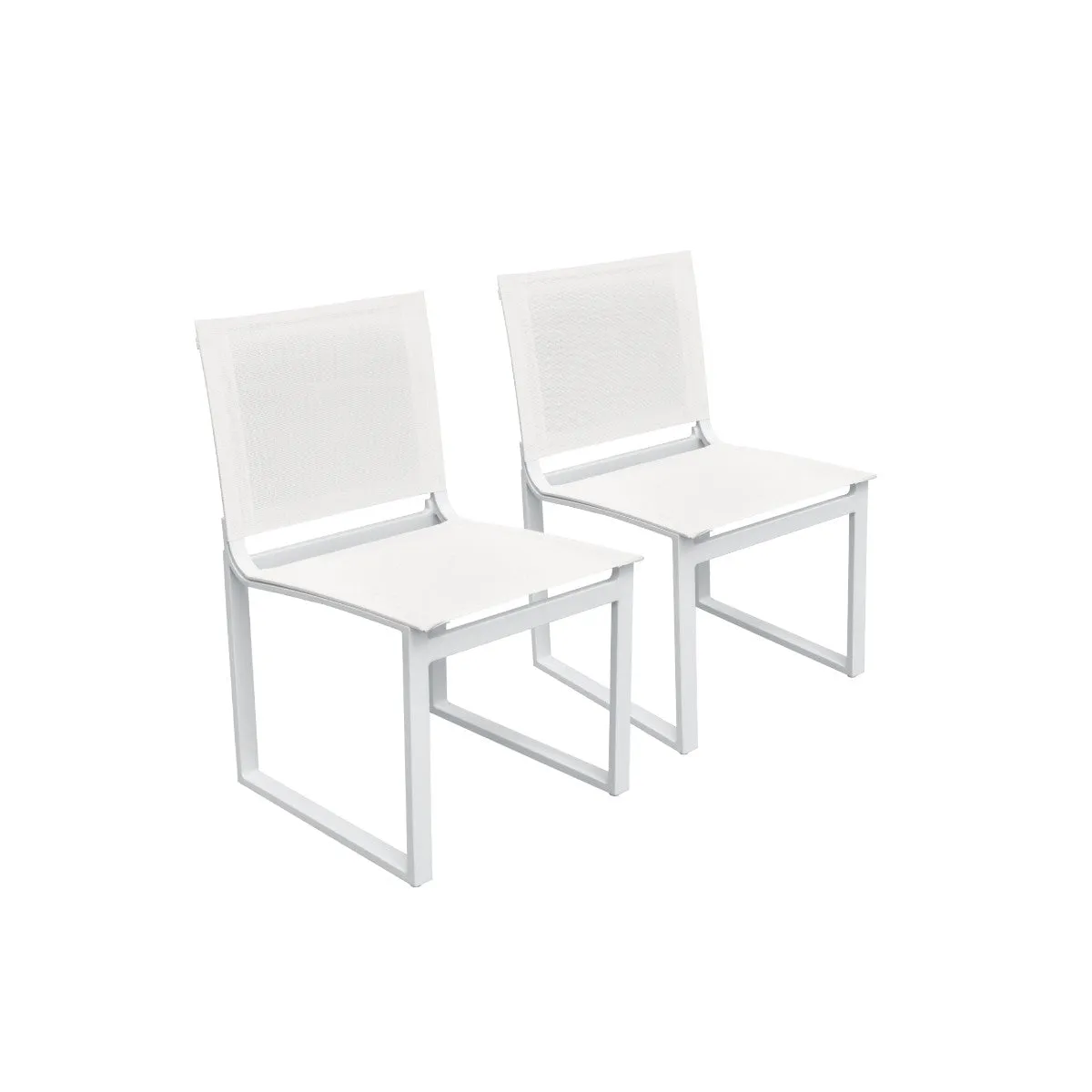 Set of Two White Aluminum Indoor Outdoor Dining Chair By Homeroots