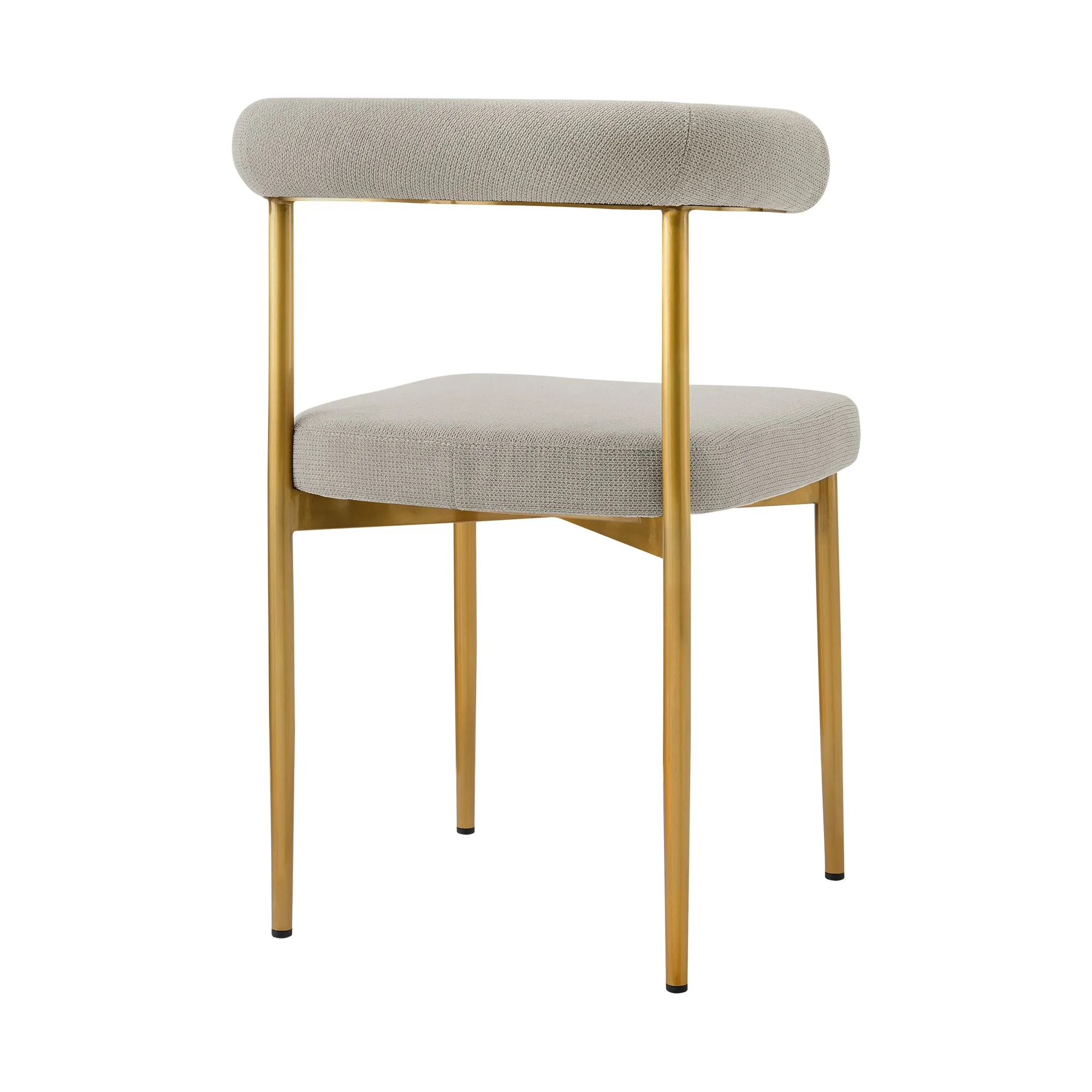 Shannon Dining Chair with Gold Brushed Stainless Steel and Taupe Fabric - Set of 2 By Armen Living