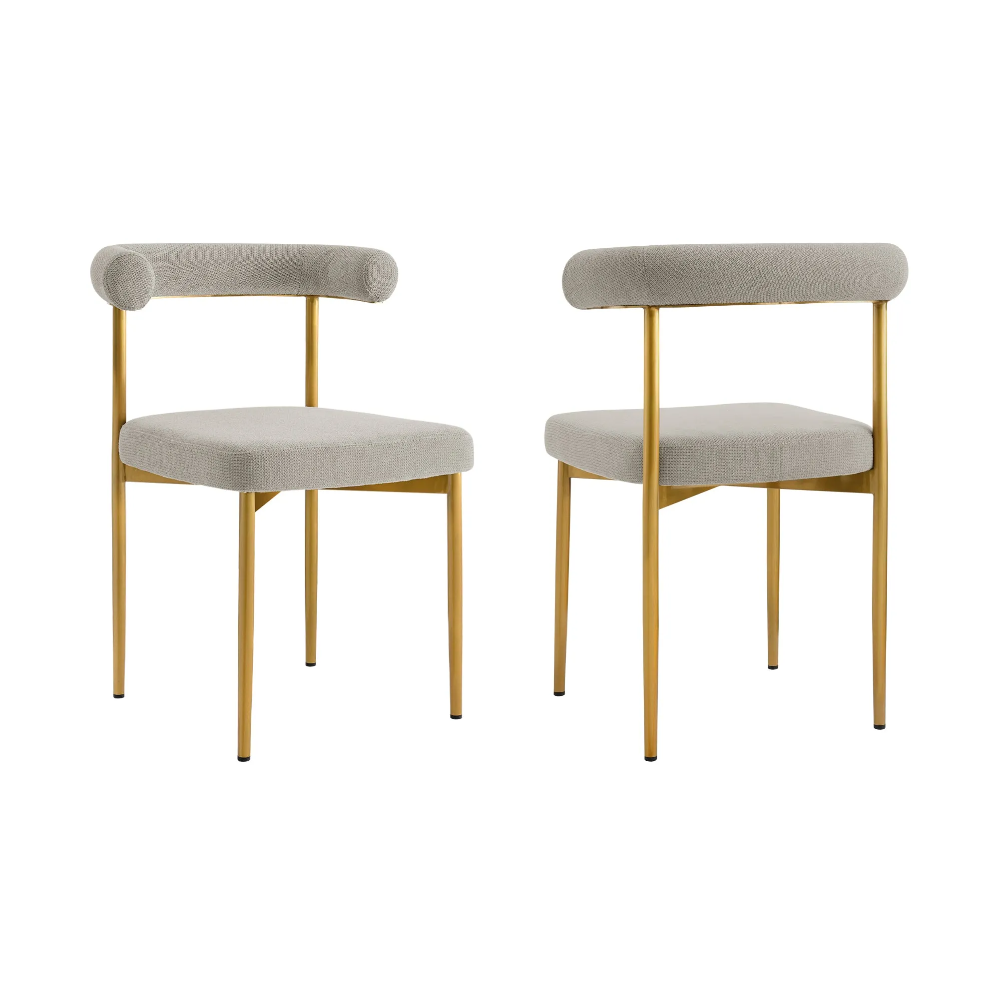 Shannon Dining Chair with Gold Brushed Stainless Steel and Taupe Fabric - Set of 2 By Armen Living