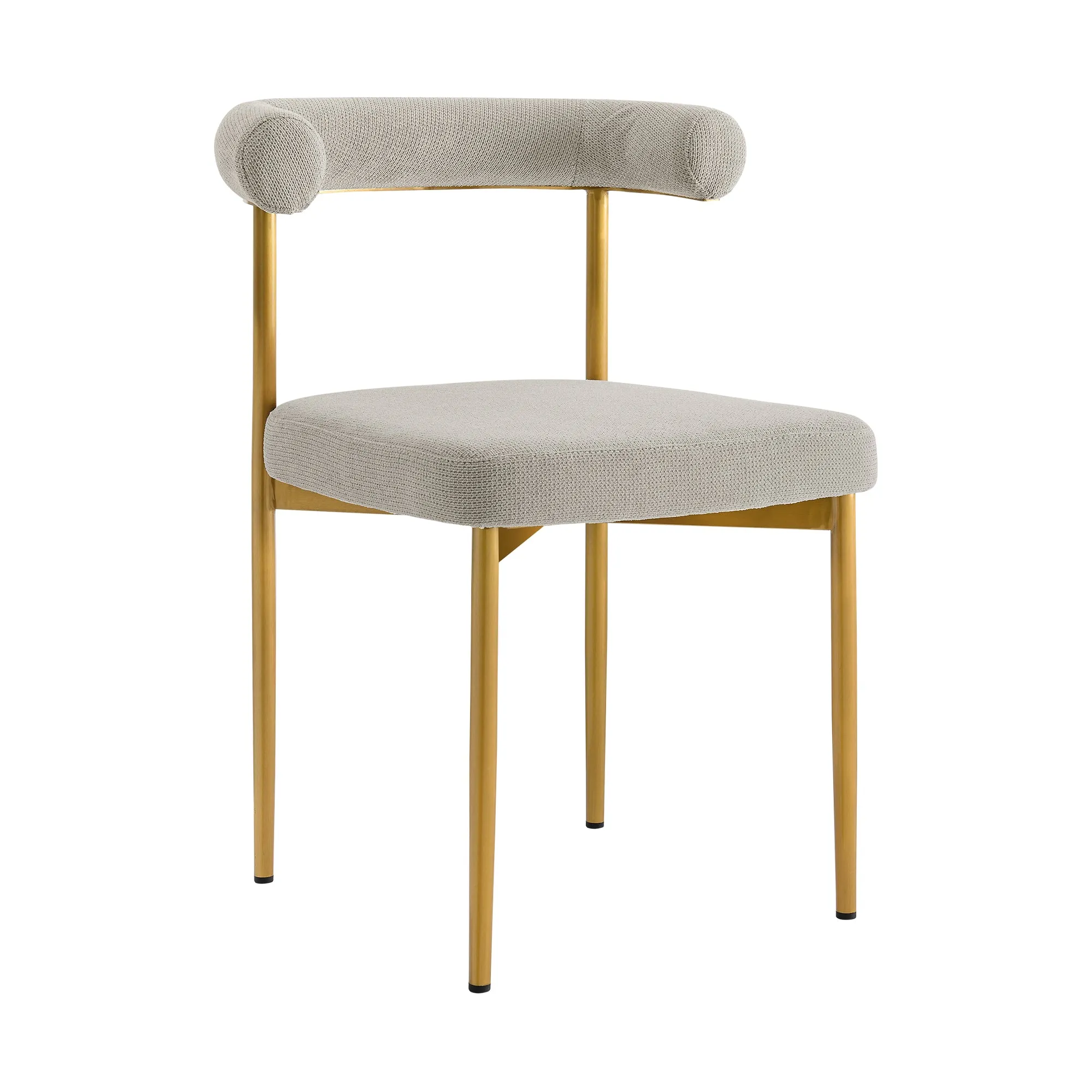 Shannon Dining Chair with Gold Brushed Stainless Steel and Taupe Fabric - Set of 2 By Armen Living