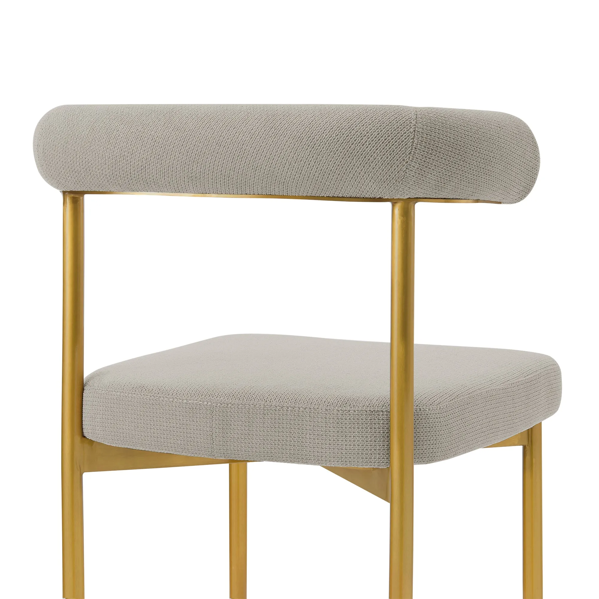 Shannon Dining Chair with Gold Brushed Stainless Steel and Taupe Fabric - Set of 2 By Armen Living