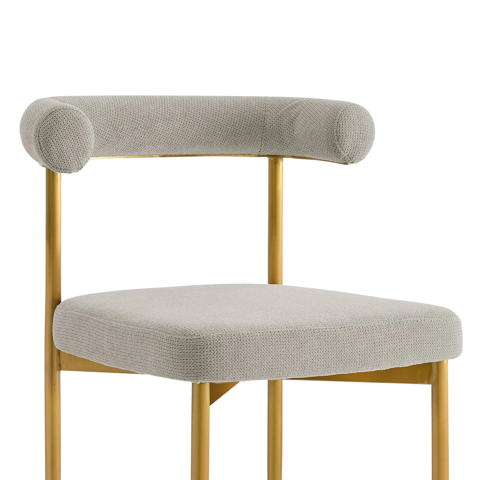Shannon Dining Chair with Gold Brushed Stainless Steel and Taupe Fabric - Set of 2 By Armen Living