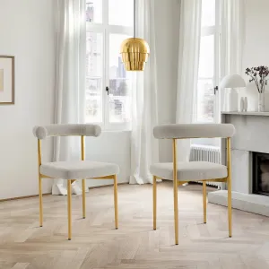 Shannon Dining Chair with Gold Brushed Stainless Steel and Taupe Fabric - Set of 2 By Armen Living