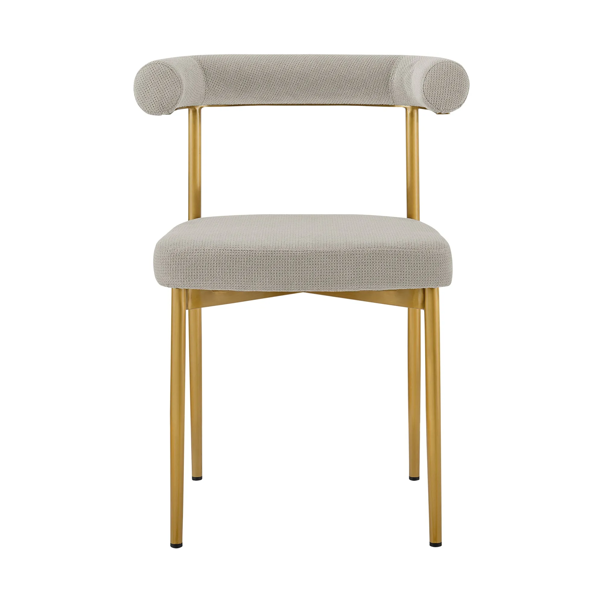 Shannon Dining Chair with Gold Brushed Stainless Steel and Taupe Fabric - Set of 2 By Armen Living