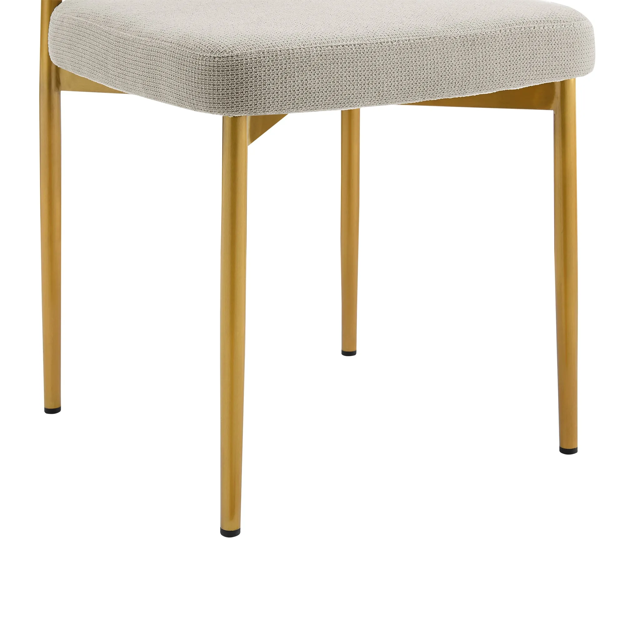 Shannon Dining Chair with Gold Brushed Stainless Steel and Taupe Fabric - Set of 2 By Armen Living