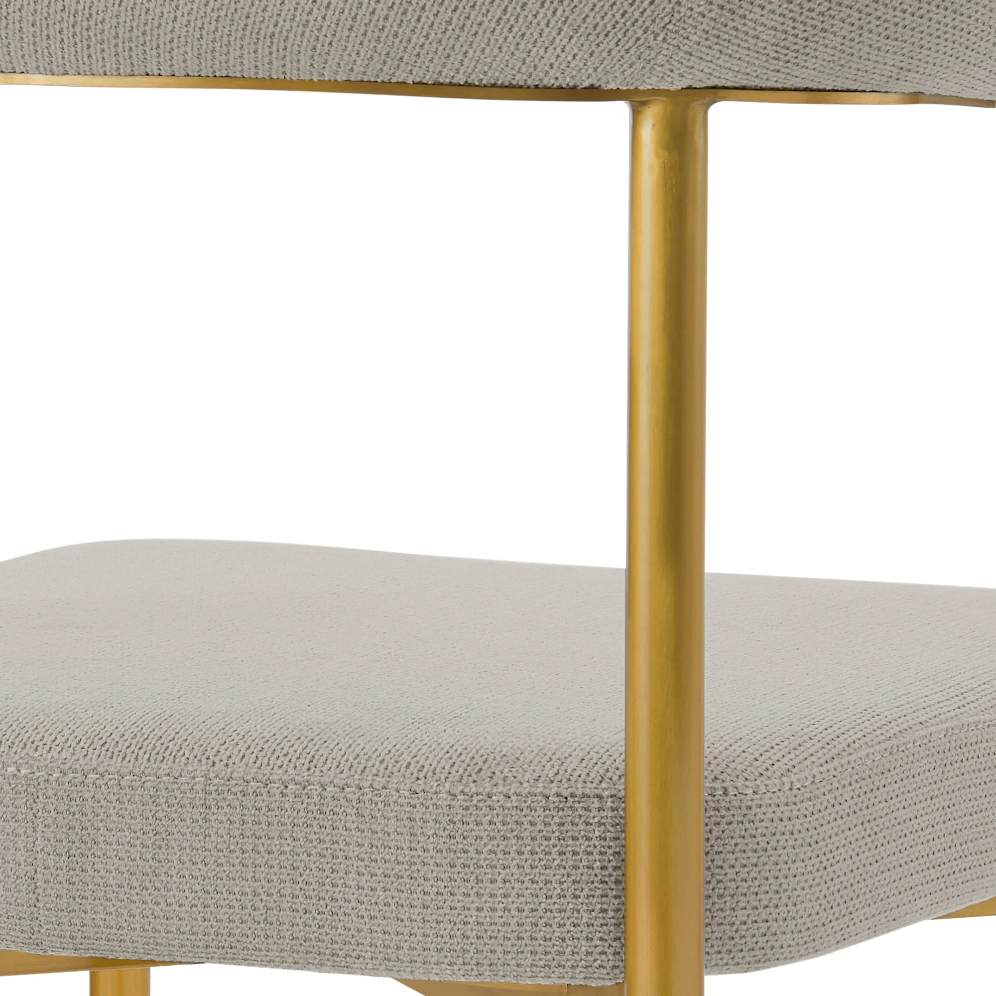 Shannon Dining Chair with Gold Brushed Stainless Steel and Taupe Fabric - Set of 2 By Armen Living