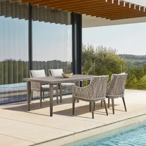 Silvana 5 Piece Gray Aluminum Outdoor Dining Set with Gray Fabric By Armen Living