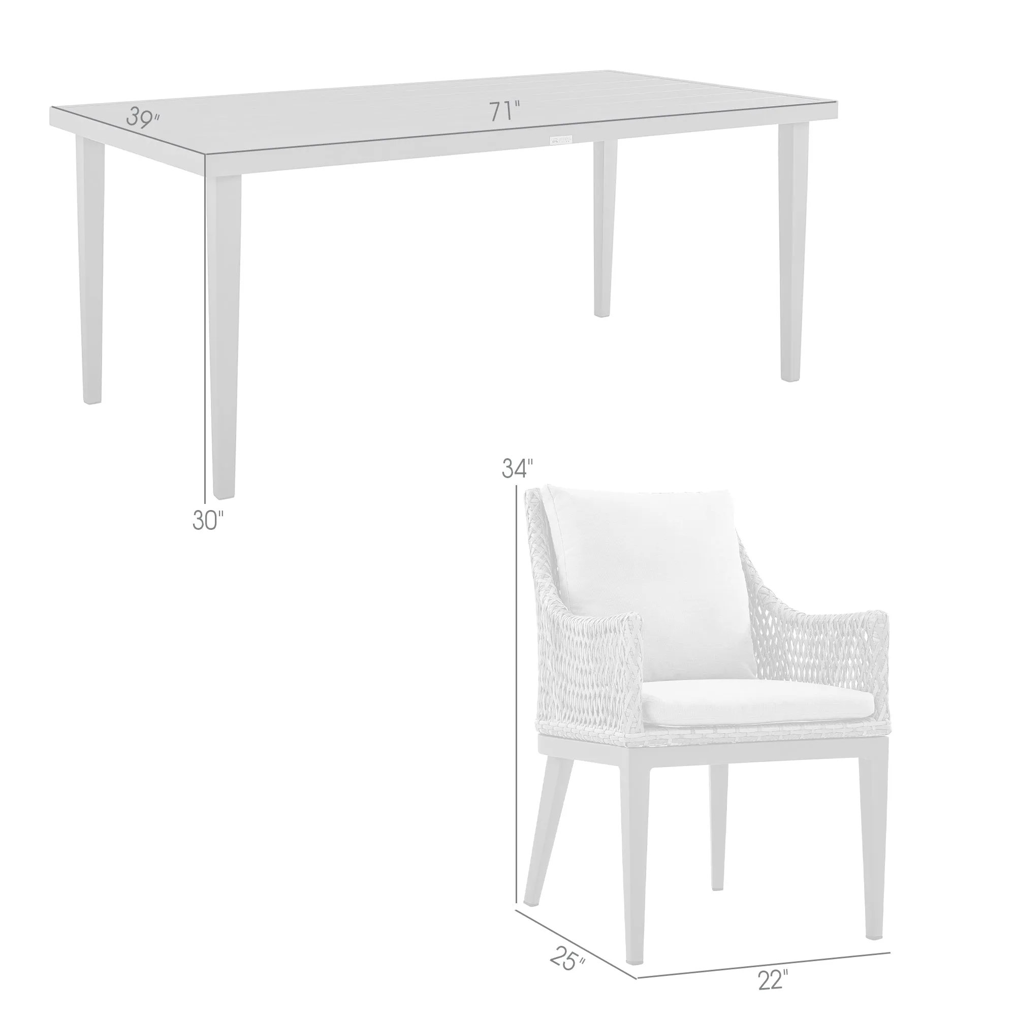 Silvana 5 Piece Gray Aluminum Outdoor Dining Set with Gray Fabric By Armen Living