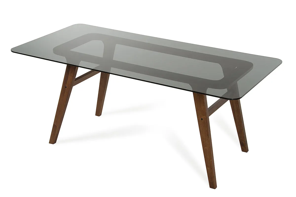 Sleek Smoke Tempered Glass Dining Table By Homeroots