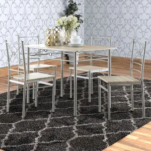 Sturdy Dining Table In A Set Of Five, Silver By Benzara