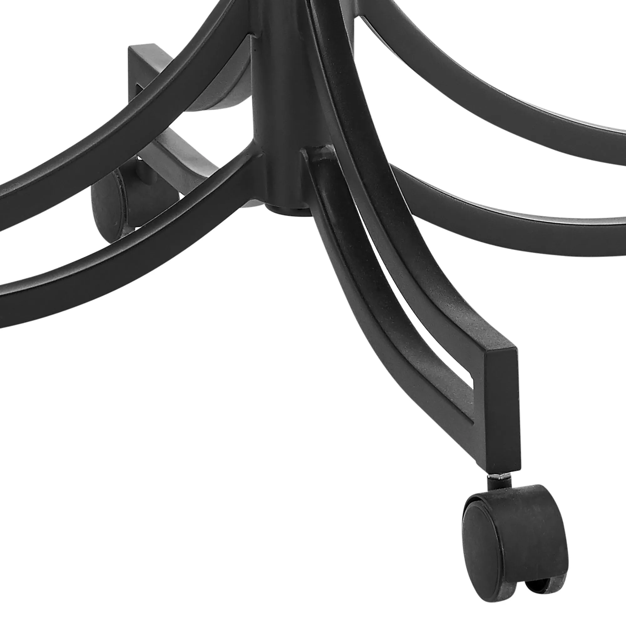 Tibet Swivel Tilt Rolling Dining Chair with Matte Black Iron and Vintage Gray Faux Leather By Armen Living