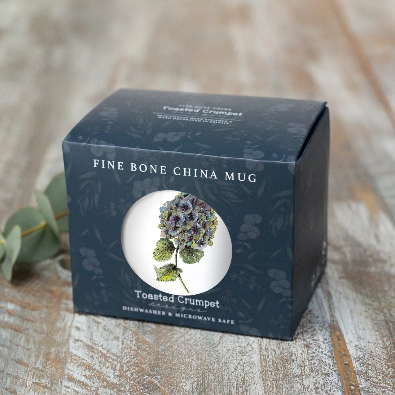 Toasted Crumpet Hydrangea Mug in a Gift Box