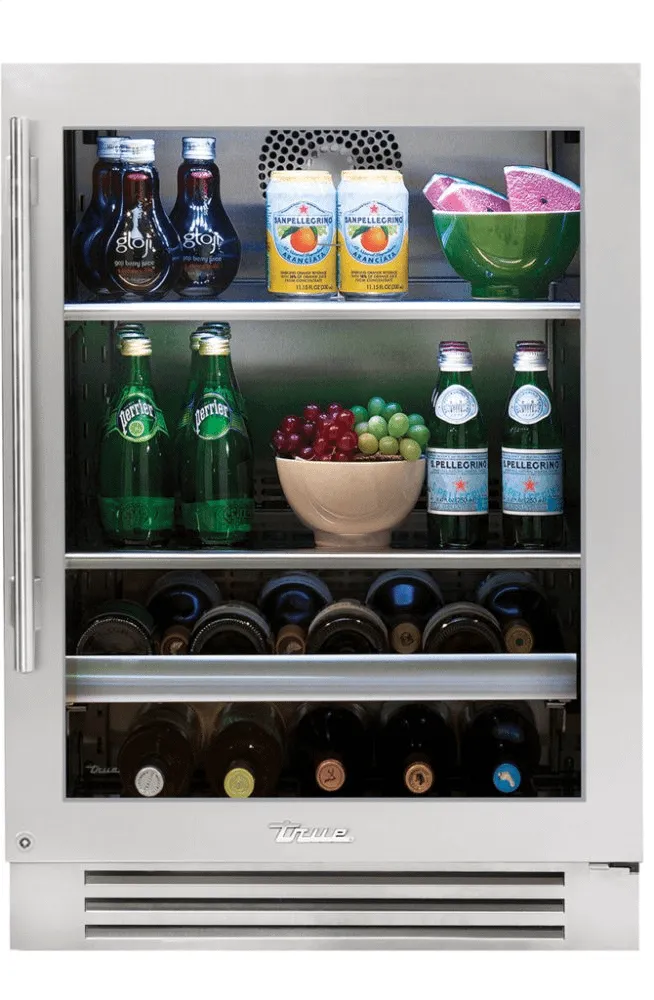 True Residential TBC24RSGC 24 Inch Stainless Glass Door Right Hinge Undercounter Beverage Center
