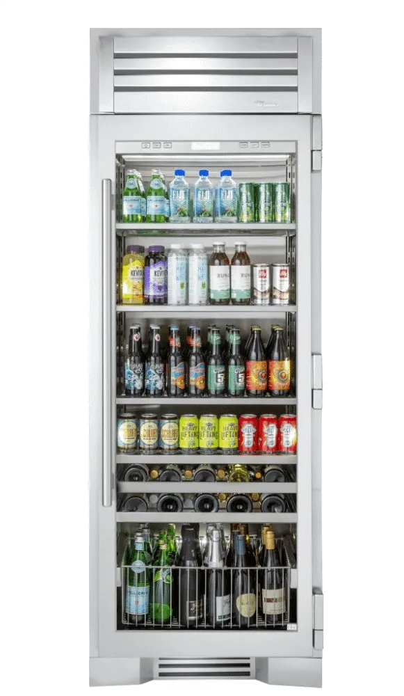True Residential TR30BEVRSGC 30 Inch Stainless Glass Door Right Hinge Beverage Column