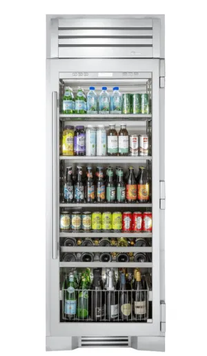 True Residential TR30BEVRSGC 30 Inch Stainless Glass Door Right Hinge Beverage Column