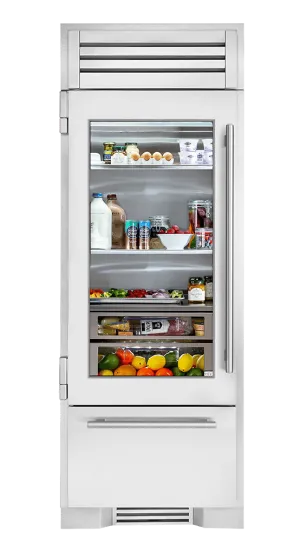 True Residential TR30RBFLSGA 30 Inch Stainless Glass Door Left Hinge Refrigerator With Bottom Freezer