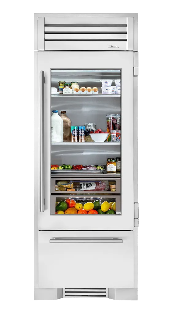 True Residential TR30RBFRSGA 30 Inch Stainless Glass Door Right Hinge Refrigerator With Bottom Freezer