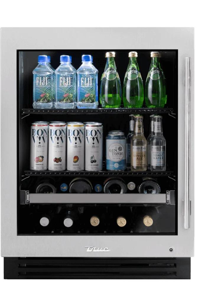 True Residential TUBADA24LGAS 24 Inch Stainless Glass Door Left Hinge Ada Height Undercounter Beverage Center