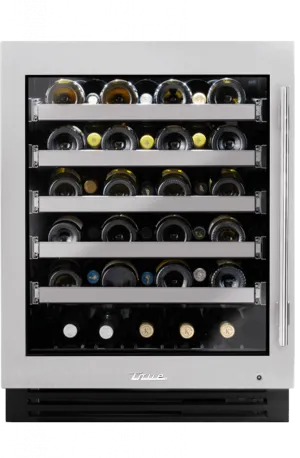 True Residential TUWADA24LGAS 24 Inch Single Zone Stainless Glass Door Left Hinge Ada Height Undercounter Wine Cabinet