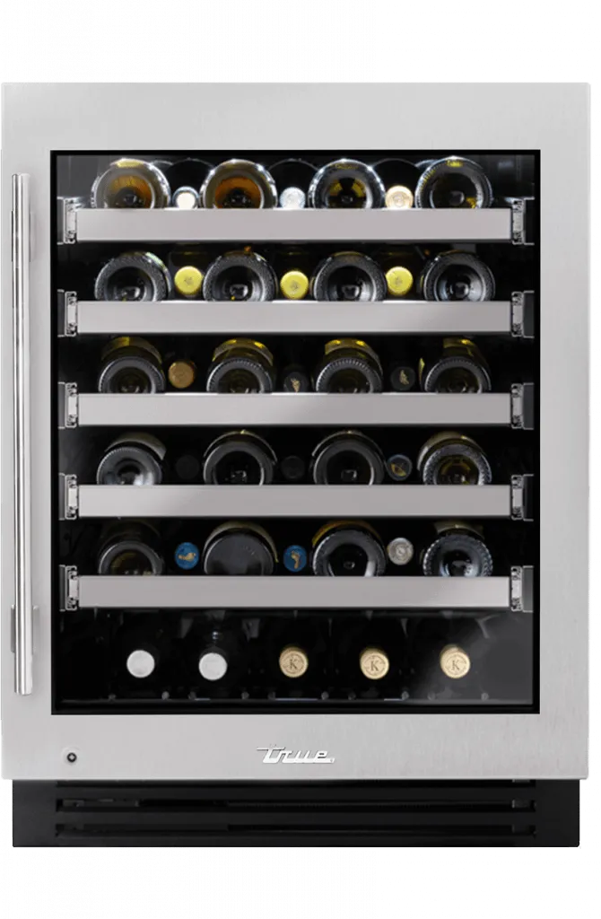 True Residential TUWADA24RGAS 24 Inch Single Zone Stainless Glass Door Right Hinge Ada Height Undercounter Wine Cabinet