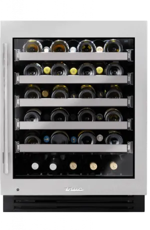 True Residential TUWADA24RGAS 24 Inch Single Zone Stainless Glass Door Right Hinge Ada Height Undercounter Wine Cabinet