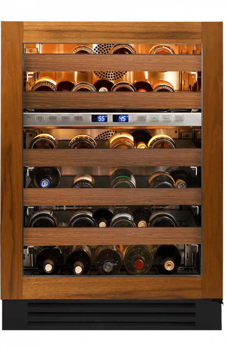 True Residential TWC24DZROGC 24 Inch Dual Zone Overlay Glass Door Right Hinge Undercounter Wine Cabinet