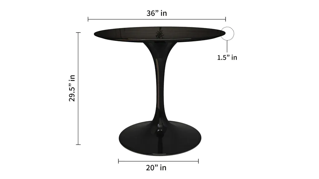 Tulip Fiberglass Black Dining Table - 32" Round By Modholic