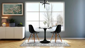 Tulip Fiberglass Black Dining Table - 32" Round By Modholic