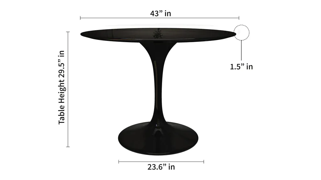 Tulip Fiberglass Black Dining Table - 32" Round By Modholic