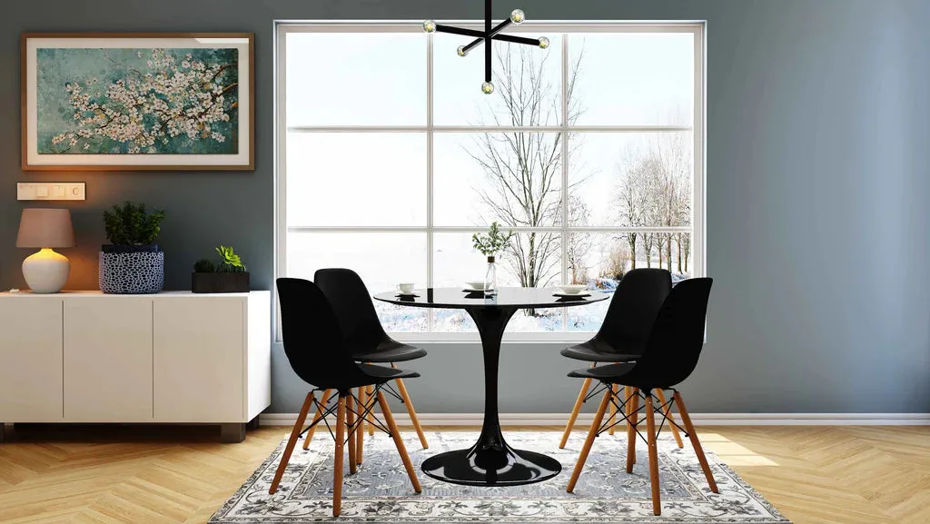 Tulip Fiberglass Black Dining Table - 32" Round By Modholic
