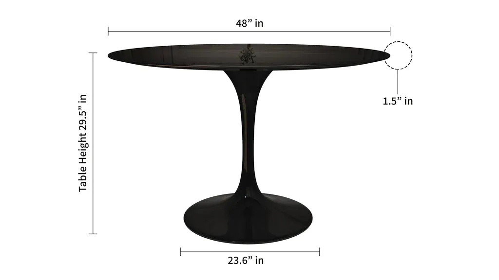 Tulip Fiberglass Black Dining Table - 32" Round By Modholic