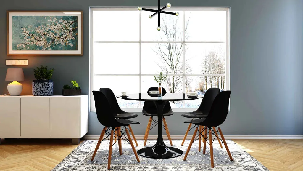 Tulip Fiberglass Black Dining Table - 32" Round By Modholic
