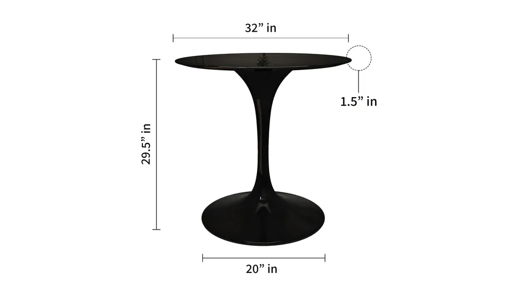 Tulip Fiberglass Black Dining Table - 32" Round By Modholic