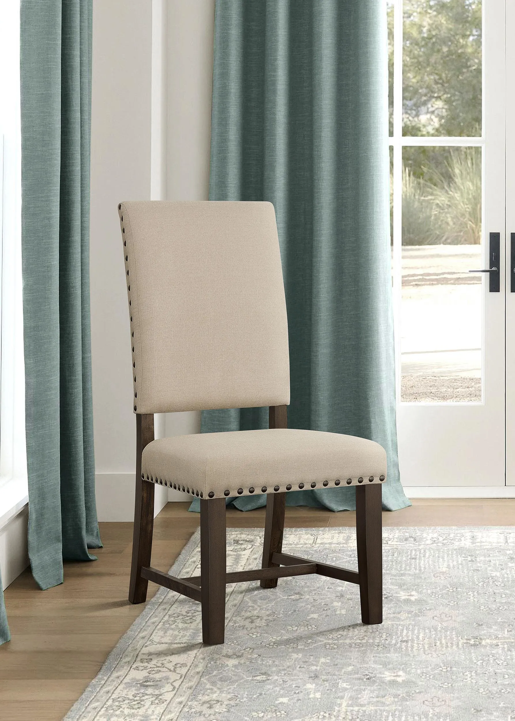 Twain Upholstered Side Chairs Beige (Set of 2)