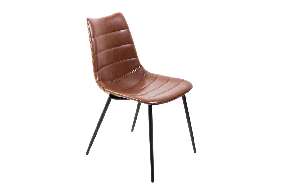 Two 32' Brown Leatherette And Iron Dining Chairs By Homeroots
