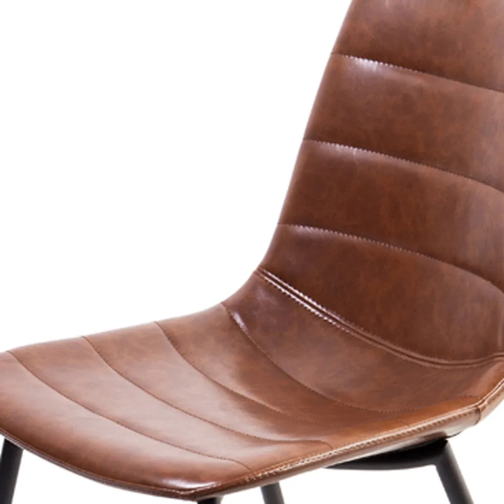 Two 32' Brown Leatherette And Iron Dining Chairs By Homeroots