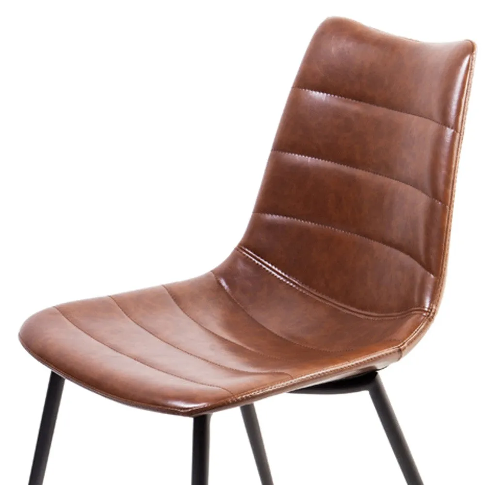 Two 32' Brown Leatherette And Iron Dining Chairs By Homeroots