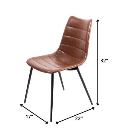 Two 32' Brown Leatherette And Iron Dining Chairs By Homeroots