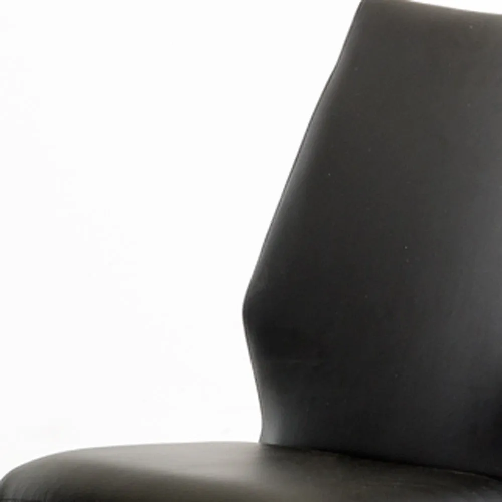 Two 37' Black Leatherette And Steel Dining Chairs By Homeroots