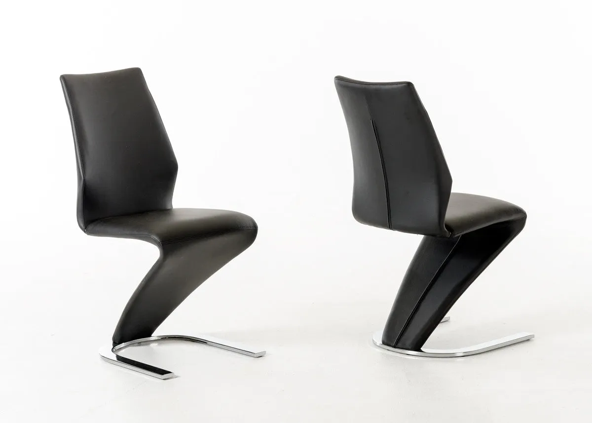Two 37' Black Leatherette And Steel Dining Chairs By Homeroots