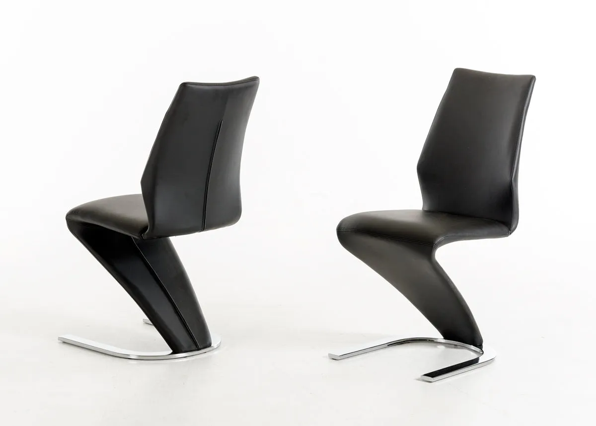 Two 37' Black Leatherette And Steel Dining Chairs By Homeroots
