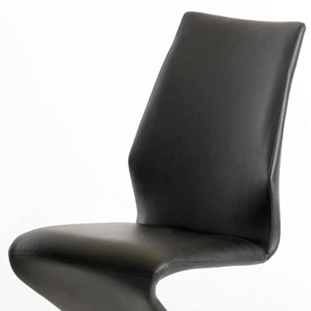 Two 37' Black Leatherette And Steel Dining Chairs By Homeroots