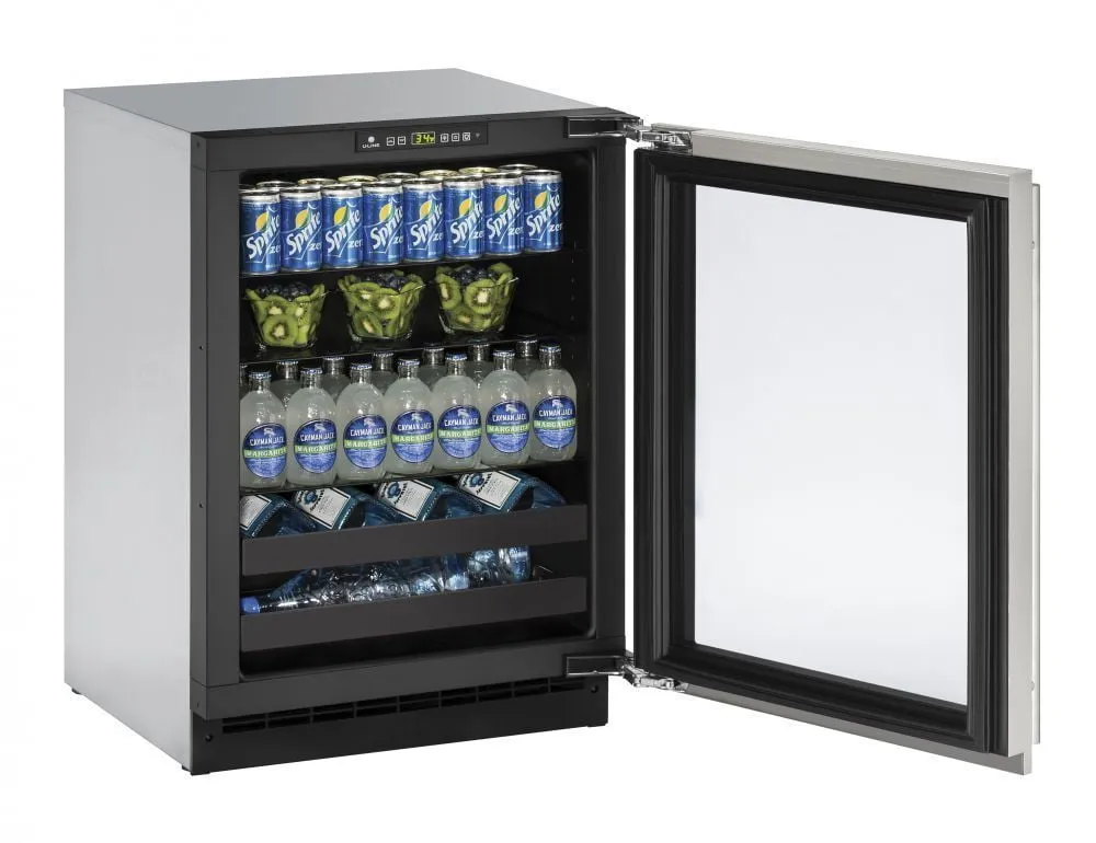 U-Line U2224BEVS15B 2224Bev 24" Beverage Center With Stainless Frame Finish And Left-Hand Hinge Door Swing (115 V/60 Hz Volts /60 Hz Hz)