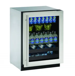U-Line U2224BEVS15B 2224Bev 24" Beverage Center With Stainless Frame Finish And Left-Hand Hinge Door Swing (115 V/60 Hz Volts /60 Hz Hz)