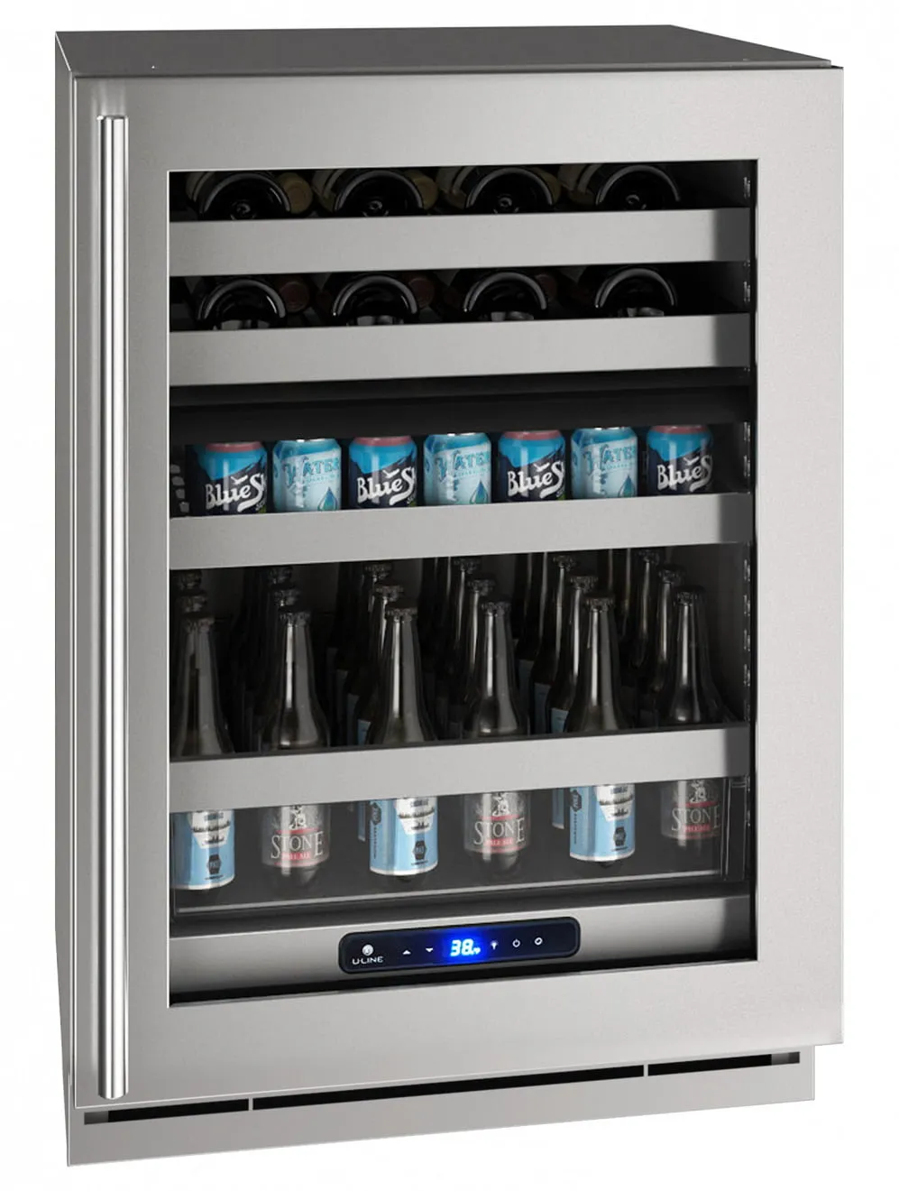 U-Line UHBD524SG51A Hbd524 24" Dual-Zone Beverage Center With Stainless Frame Finish And Left-Hand Hinge Door Swing (115 V/60 Hz Volts /60 Hz Hz)